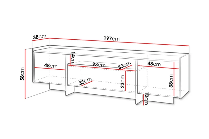 Bellia Tv-skåp 197x38 cm - Beige - Möbler - Tv möbel & mediamöbel - TV skåp