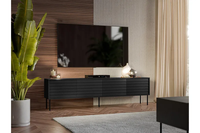 Belonger Tv-bänk 200 cm - Svart - Möbler - Tv möbel & mediamöbel - TV bänk & mediabänk