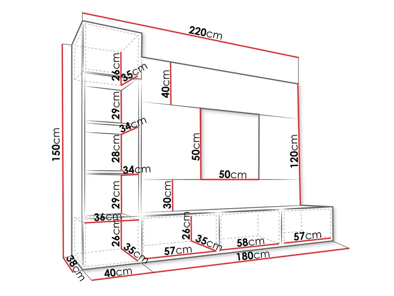 Bernice Tv-skåp 220 cm - brun - Möbler - Tv möbel & mediamöbel - TV-möbelset