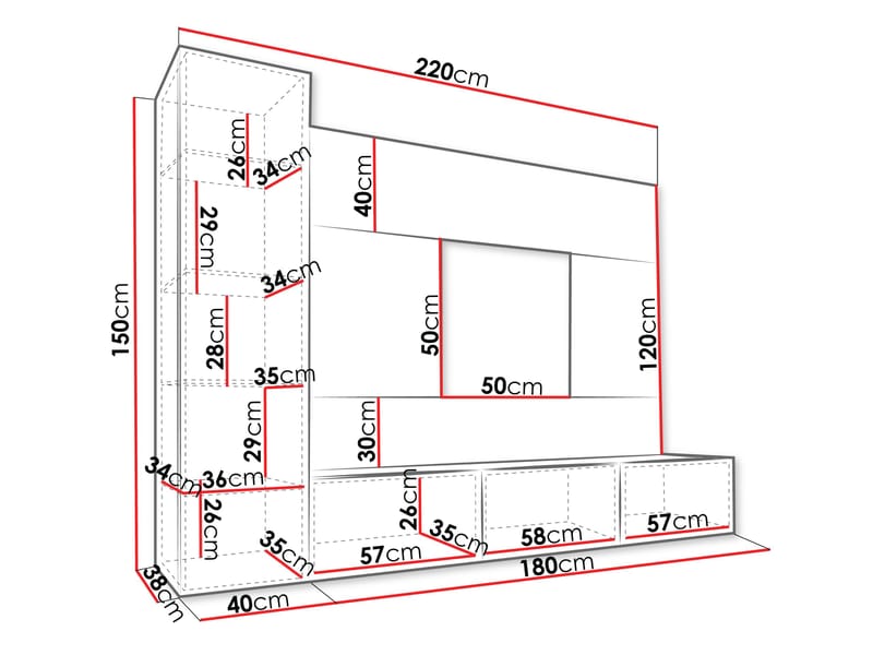 Bernice Tv-skåp 220 cm - brun - Möbler - Tv möbel & mediamöbel - TV-möbelset