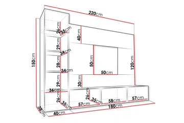 Bernice Tv-skåp 220x38 cm - Beige - Möbler - Tv möbel & mediamöbel - TV-möbelset