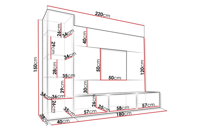 Bernice Tv-skåp 220x38 cm - Beige - Möbler - Tv möbel & mediamöbel - TV-möbelset