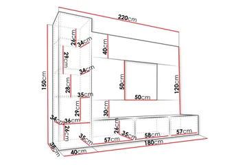 Bernice Tv-skåp 220x38 cm - Beige - Möbler - Tv möbel & mediamöbel - TV-möbelset