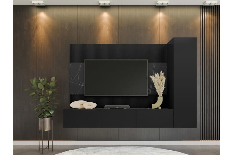 Bernice Tv-skåp 220x38 cm - Svart - Möbler - Tv möbel & mediamöbel - TV skåp