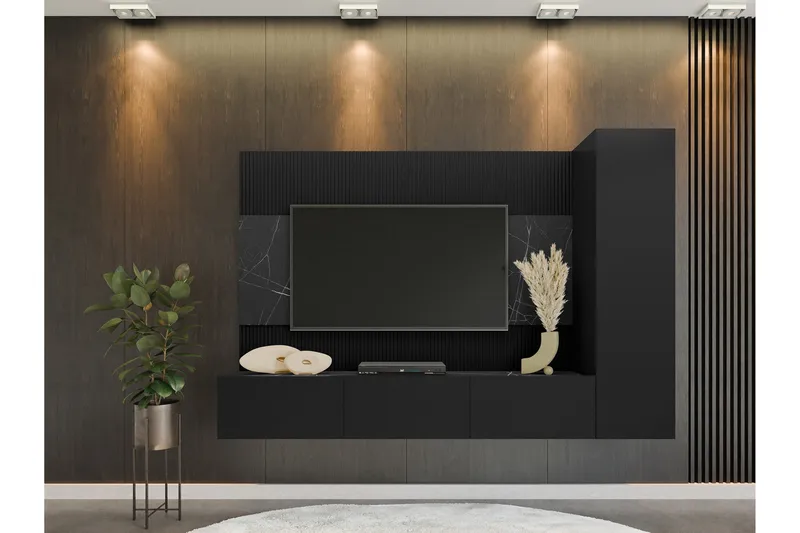 Bernice Tv-skåp 220x38 cm - Svart - Möbler - Tv möbel & mediamöbel - TV-möbelset