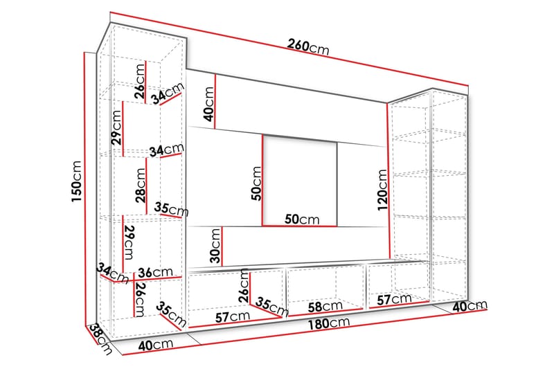 Bernice Tv-skåp 260x38 cm - Grön - Möbler - Tv möbel & mediamöbel - TV-möbelset