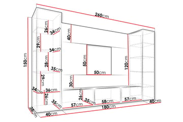 Bernice Tv-skåp 260x38 cm - Svart - Möbler - Tv möbel & mediamöbel - TV-möbelset