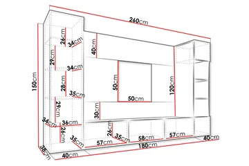 Bernice Tv-skåp 260x38 cm - Vit - Möbler - Tv möbel & mediamöbel - TV-möbelset