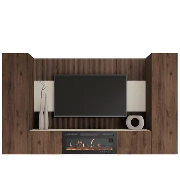 Bernice Tv-väggskåp 260 cm Elkamin med Värmefunktion och LED-belysning