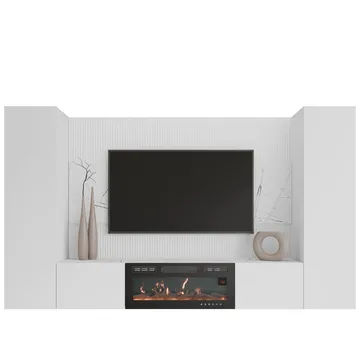 Bernice Tv-väggskåp 260 cm Elkamin med Värmefunktion och LED-belysning