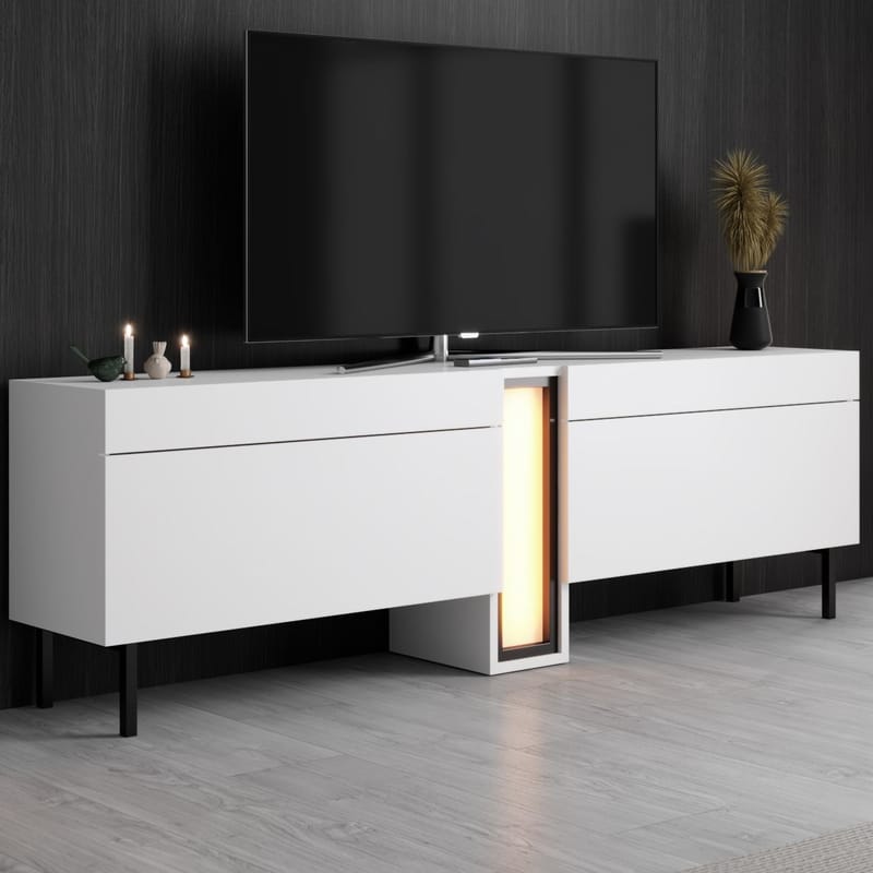 Berriaren Tv Bänk 180 cm med Förvaring i Målat Trä - Vit - Möbler - Tv möbel & mediamöbel - TV bänk & mediabänk