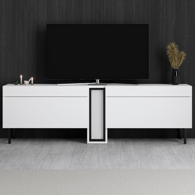 Berriaren Tv Bänk 180 cm med Förvaring i Målat Trä - Vit - Möbler - Tv möbel & mediamöbel - TV bänk & mediabänk