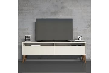 Bexheti Golvstående TV Bänk 150 cm med Förvaring i Målat Trä - Gräddvit - Möbler - Tv möbel & mediamöbel - TV bänk & mediabänk