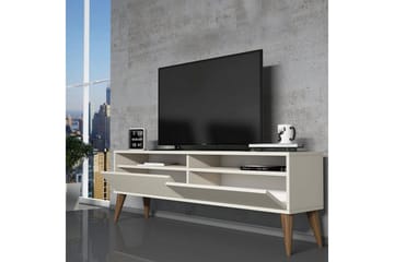 Bexheti Golvstående TV Bänk 150 cm med Förvaring i Målat Trä - Gräddvit - Möbler - Tv möbel & mediamöbel - TV bänk & mediabänk