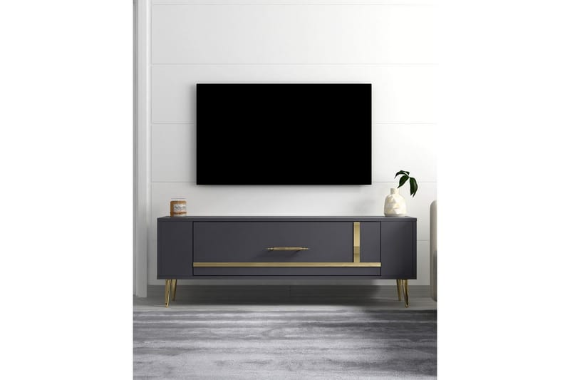 Beyra Tv-bänk 120 cm - Antracit/Guld - Möbler - Tv möbel & mediamöbel - TV bänk & mediabänk