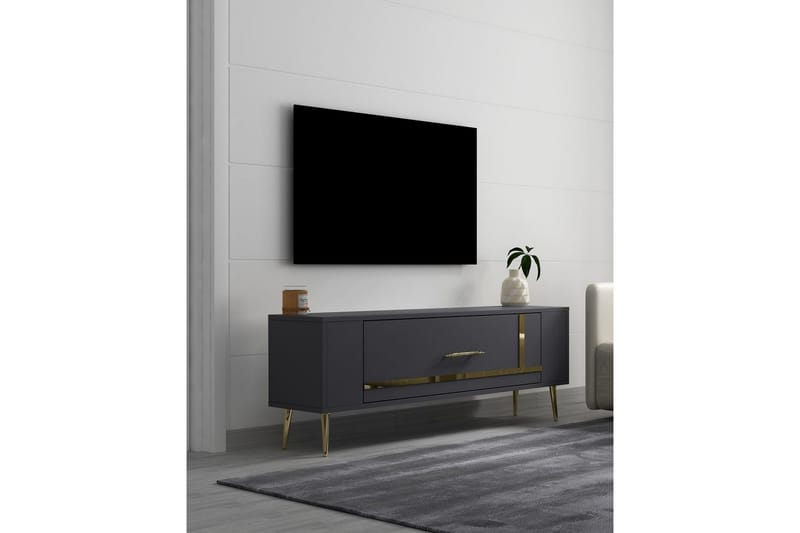 Beyra Tv-bänk 120 cm - Antracit/Guld - Möbler - Tv möbel & mediamöbel - TV bänk & mediabänk