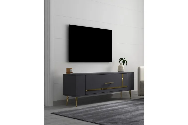 Beyra Tv-bänk 120 cm - Antracit/Guld - Möbler - Tv möbel & mediamöbel - TV bänk & mediabänk