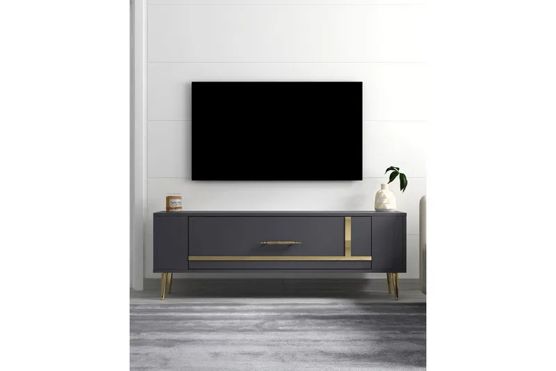 Beyra Tv-bänk 120 cm - Antracit/Guld - Möbler - Tv möbel & mediamöbel - TV bänk & mediabänk