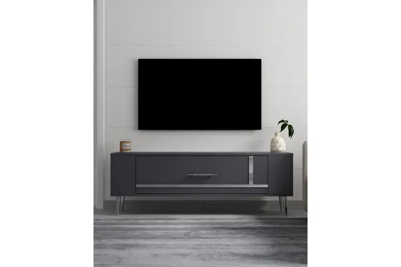 Beyra Tv-bänk 120 cm - Antracit/Silver - Möbler - Tv möbel & mediamöbel - TV bänk & mediabänk
