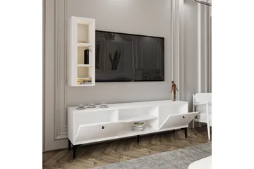 Bien Golvstående Tv Bänk 150 cm med Förvaring i Målat Trä - Vit - Möbler - Tv möbel & mediamöbel - TV bänk & mediabänk