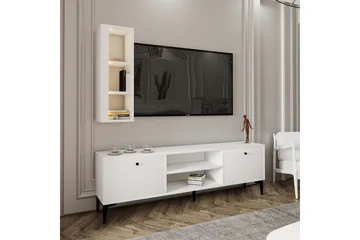 Bien Golvstående Tv Bänk 150 cm med Förvaring i Målat Trä - Vit - Möbler - Tv möbel & mediamöbel - TV bänk & mediabänk