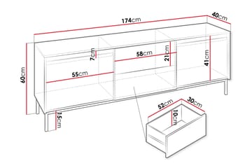 Bjurholm Golvstående Tv Bänk 174 cm med Förvaring i Ljust Trä - Vit - Möbler - Tv möbel & mediamöbel - TV bänk & mediabänk