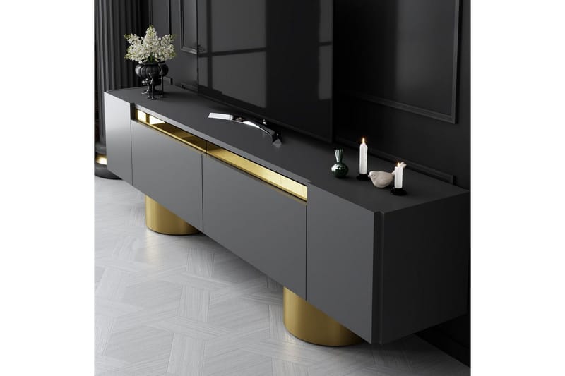 Bohem Tv-bänk 180 cm - Guld/Antracit - Möbler - Tv möbel & mediamöbel - TV bänk & mediabänk