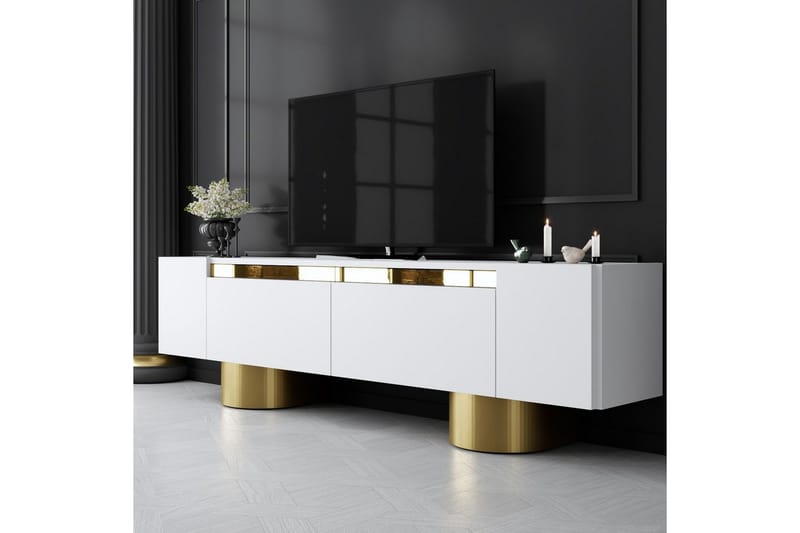 Bohem Tv-bänk 180 cm - Guld/Vit - Möbler - Tv möbel & mediamöbel - TV bänk & mediabänk