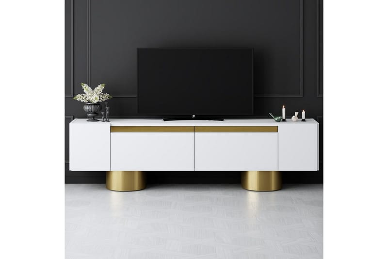 Bohem Tv-bänk 180 cm - Guld/Vit - Möbler - Tv möbel & mediamöbel - TV bänk & mediabänk