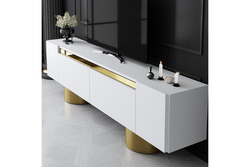 Bohem Tv-bänk 180 cm - Guld/Vit - Möbler - Tv möbel & mediamöbel - TV bänk & mediabänk