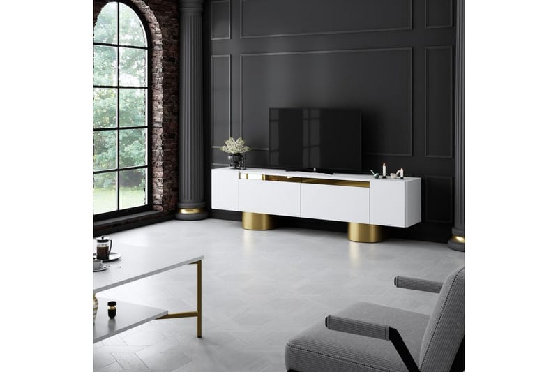 Bohem Tv-bänk 180 cm - Guld/Vit - Möbler - Tv möbel & mediamöbel - TV bänk & mediabänk