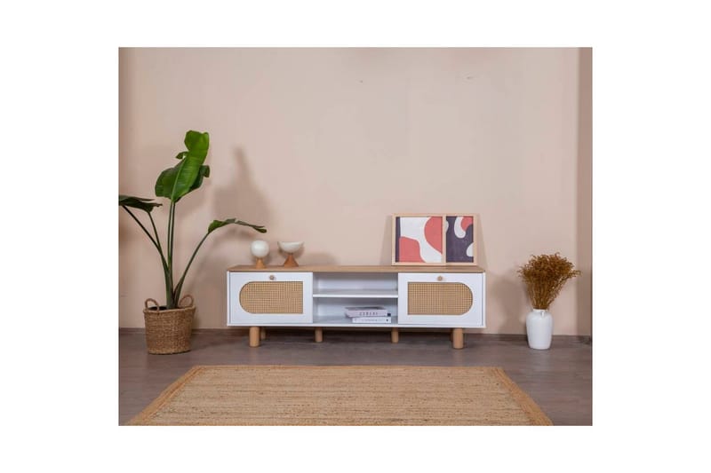 Bohem Tv-bänk 180 cm - Mediumfärgat trä/Vit - Möbler - Tv möbel & mediamöbel - TV bänk & mediabänk