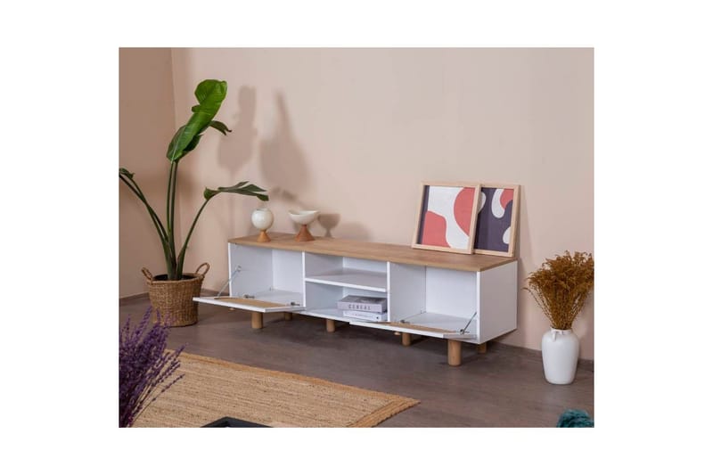 Bohem Tv-bänk 180 cm - Mediumfärgat trä/Vit - Möbler - Tv möbel & mediamöbel - TV bänk & mediabänk