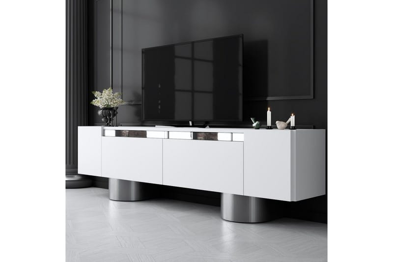 Bohem Tv-bänk 180 cm - Vit/Silver - Möbler - Tv möbel & mediamöbel - TV bänk & mediabänk