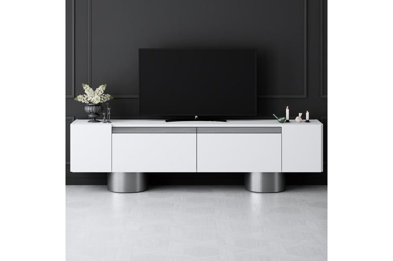 Bohem Tv-bänk 180 cm - Vit/Silver - Möbler - Tv möbel & mediamöbel - TV bänk & mediabänk