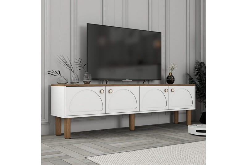 Bohem Väggmonterad TV Bänk 180 cm med Förvaring i Målat Trä - Vit - Möbler - Tv möbel & mediamöbel - TV bänk & mediabänk