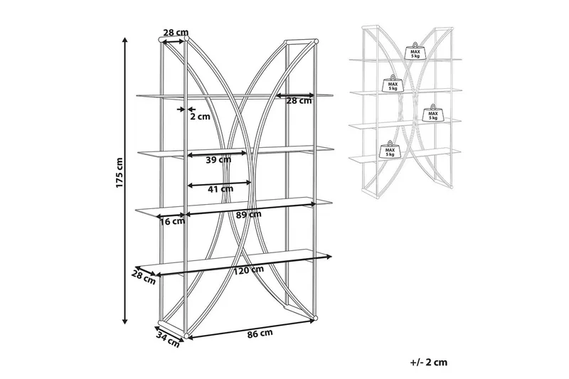 Bokhylla Hollow Guld - Guld - Förvaring - Hylla - Bokhylla