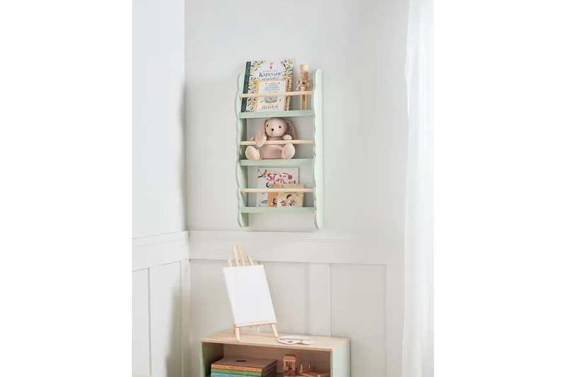 Bokhylla Rigolet Grönt, ljust trä - Grönt, ljust trä - Förvaring - Hylla - Bokhylla