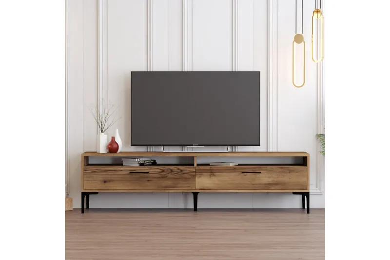 Brutorp Golvstående Tv-bänk 180 cm med Förvaring i Valnöt - Brun - Möbler - Tv möbel & mediamöbel - TV bänk & mediabänk