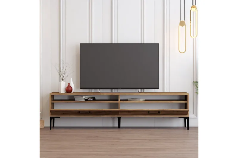 Brutorp Golvstående Tv-bänk 180 cm med Förvaring i Valnöt - Brun - Möbler - Tv möbel & mediamöbel - TV bänk & mediabänk