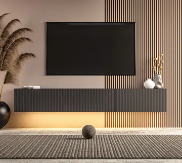 Bruveri TV-bänk 180x28,6x31,4 cm - Antracit - Möbler - Tv möbel & mediamöbel - TV bänk & mediabänk