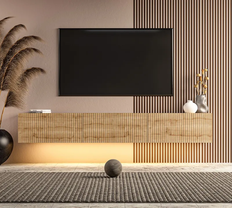 Bruveri TV-bänk 180x28,6x31,4 cm - Sapphire Oak - Möbler - Tv möbel & mediamöbel - TV bänk & mediabänk