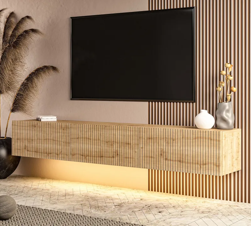 Bruveri TV-bänk 180x28,6x31,4 cm - Sapphire Oak - Möbler - Tv möbel & mediamöbel - TV bänk & mediabänk