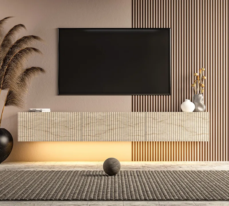 Bruveri TV-bänk 180x28,6x31,4 cm - Travertin - Möbler - Tv möbel & mediamöbel - TV bänk & mediabänk