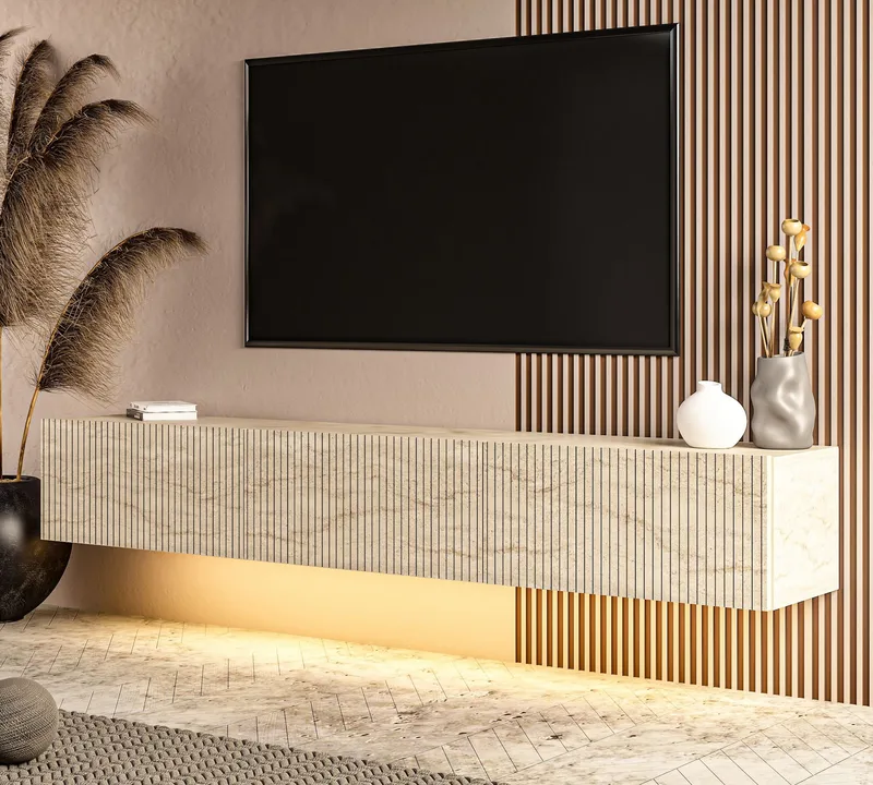 Bruveri TV-bänk 180x28,6x31,4 cm - Travertin - Möbler - Tv möbel & mediamöbel - TV bänk & mediabänk