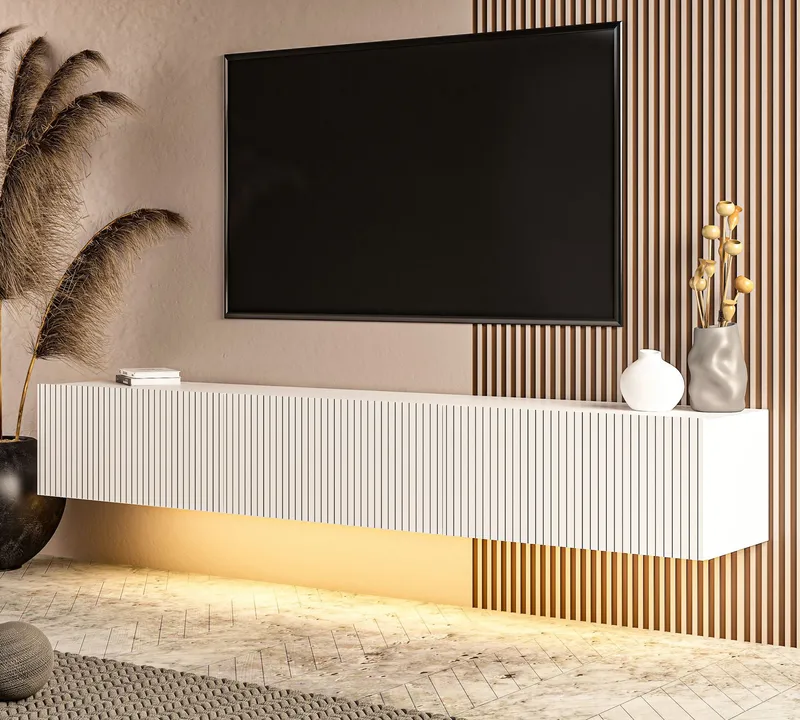 Bruveri TV-bänk 180x28,6x31,4 cm - Vit - Möbler - Tv möbel & mediamöbel - TV bänk & mediabänk