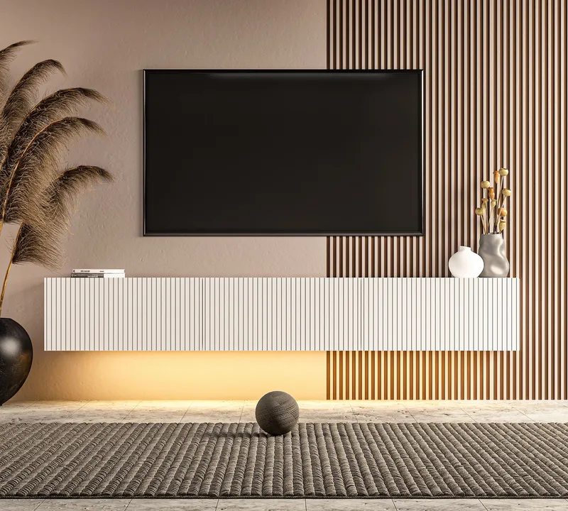 Bruveri TV-bänk 180x28,6x31,4 cm - Vit - Möbler - Tv möbel & mediamöbel - TV bänk & mediabänk