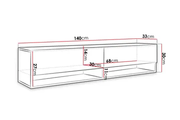Brya TV-bänk 140 cm LED-belysning - Beige/Vit/RGB LED - Möbler - Tv möbel & mediamöbel - TV bänk & mediabänk
