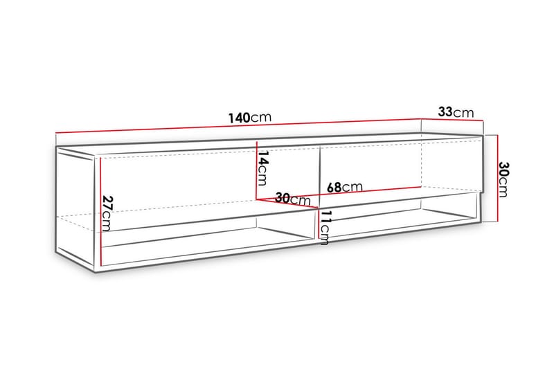 Brya TV-bänk 140 cm LED-belysning - Beige/Vit/RGB LED - Möbler - Tv möbel & mediamöbel - TV bänk & mediabänk