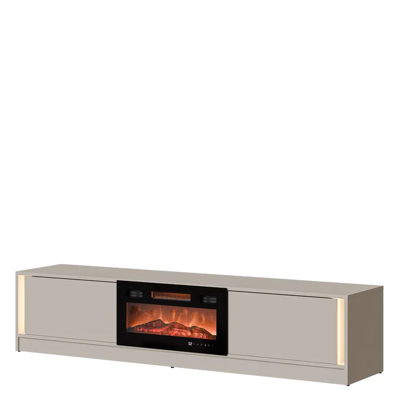 Brylin Tv-bänk 180 cm Eldstad med värmefunktion, Beige|svart